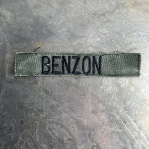 BENZON Embroidered Vintage ‘Army Green’ Military name tape patch BENZON